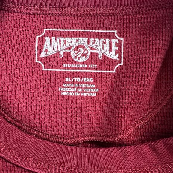 American Eagle Sweater Men's Red Blue Outdoor Waffle Knit Sweatshirt Size XL - Picture 3 of 9
